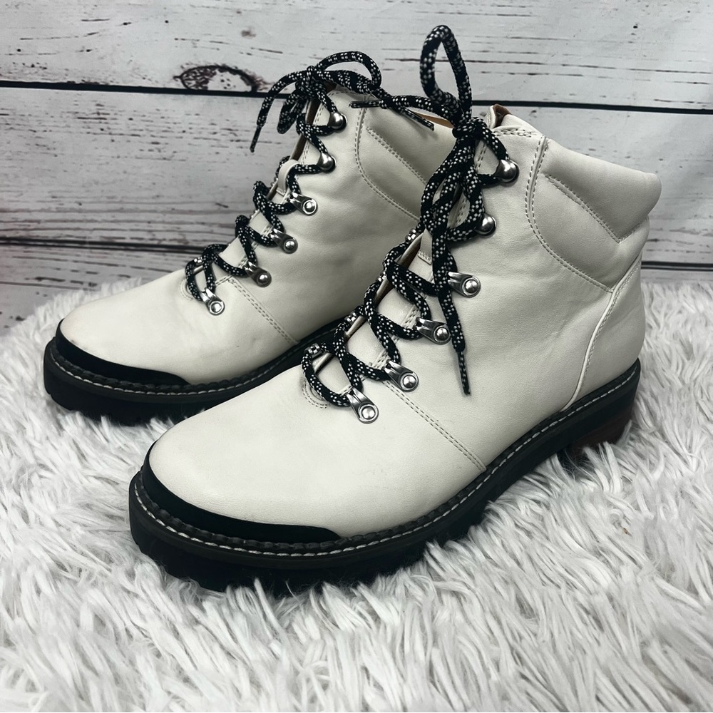 Universal Thread Off White with Black Laces Combat Lug Boots Size 10